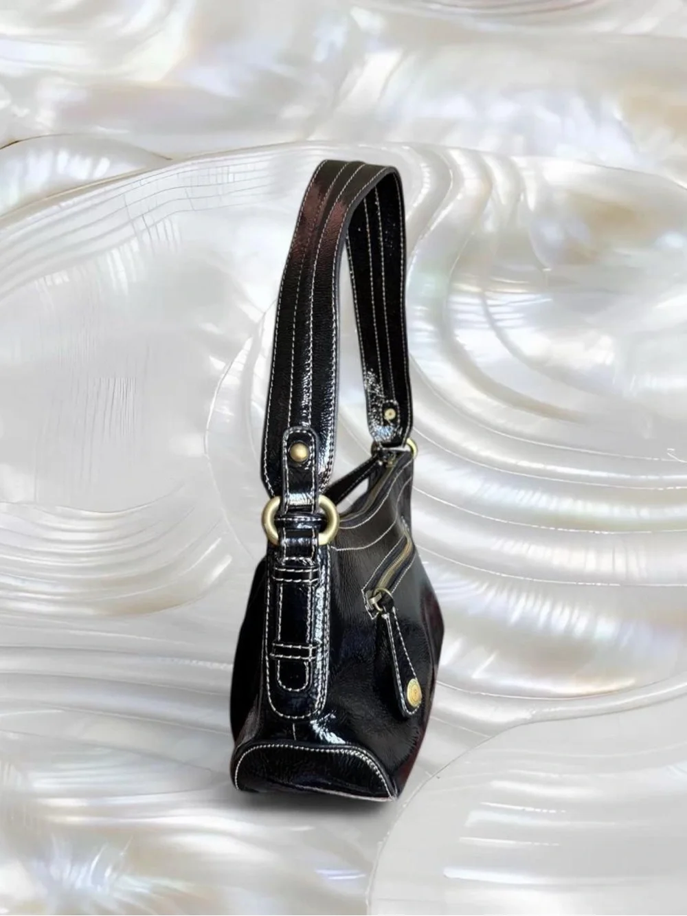 Vintage Perlina Leather Shoulder Purse